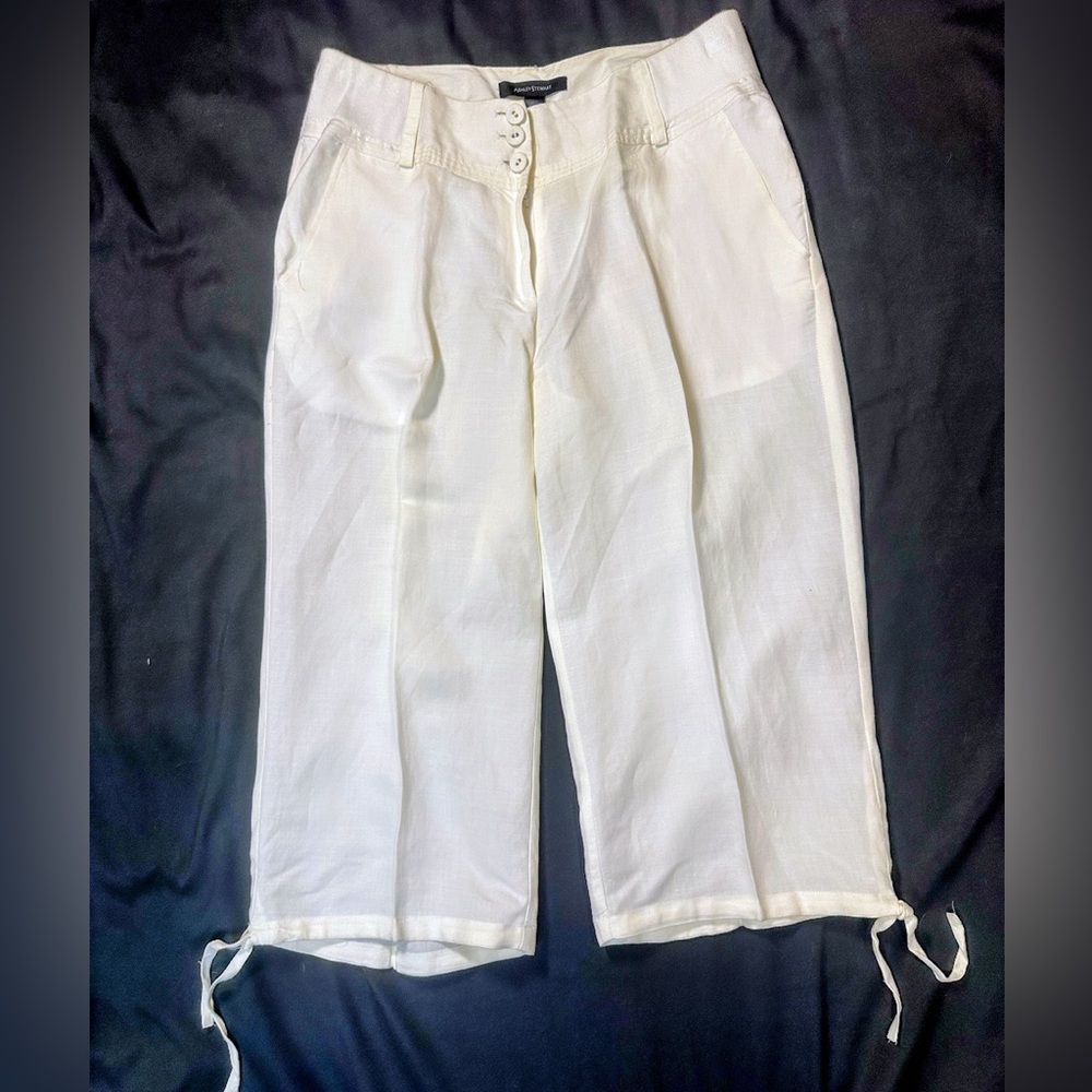 Ashley Stewart Women’s 14W Cream Linen Blend Dress Pants